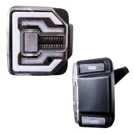 Renegade Tail Lights With Sequential Turn Signal / Sequential Brake Lamp - Black / Clear With White LED Bar CTRNG0650B-BC-SQ